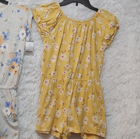 Carter's Floral Romper Set - Gray and Yellow Floral Girls Size 12 - Picture 10 of 14